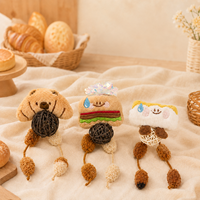 Ensemble de jouets pour chien Bakery, 3 styles : Peluche, Balle en rotin, Clochette, Jouet à froisser, Jouet à tirer, Jouet de poursuite, Jouet en forme de burger, Jouet en forme de pain, Jouet en forme d'ours, 9x8cm, Jouet pour animal de compagnie