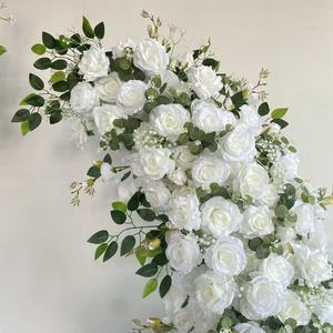 Arche florale <span class=keywords><strong>en</strong></span> corne de taureau style Forêt Fraîche Blanche pour passage de la mariée, scène de mariage, zone d'accueil et décoration de salle de mariage - Product Image 2