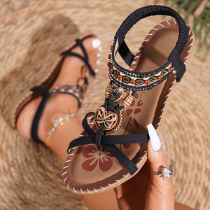<span class=keywords><strong>Sandalias</strong></span> Romanas de Verano <span class=keywords><strong>para</strong></span> <span class=keywords><strong>Mujer</strong></span>, Tallas Grandes, Punta Abierta, Planas, con Flores y Pedrería, Transpirables, <span class=keywords><strong>para</strong></span> <span class=keywords><strong>Playa</strong></span> y Exteriores, Venta al por Mayor - Product Image 4