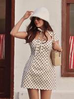Robe courte ajustée à pois pour femmes, robe courte sexy pour femmes