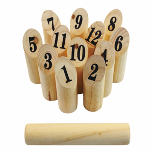 Jeu de lancer finlandais en bois avec <span class=keywords><strong>quilles</strong></span> numérotées, jeu de cour extérieur pour enfants et adultes Viking Skittles - Product Image 1