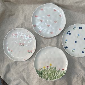 Ins Irregular corazón flor diseño cerámica postre pastel plato alta temperatura porcelana bajo vidriado Color 8 pulgadas plato - Product Image 2