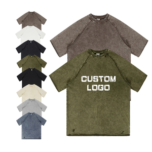High Quality Low MOQ Custom Wax <strong>Dyeing</strong> Vintage Washed Cotton t <strong>Shirt</strong> Blank 320gsm Heavyweight Oversize Streetwear Men T-<strong>shirt</strong> - Product Image 1