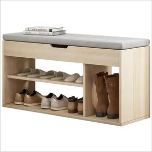 Entryway Furniture Modern Wooden Shoe Rack Cabinet Small Shoe Storage Bench With Soft Seat Cushion