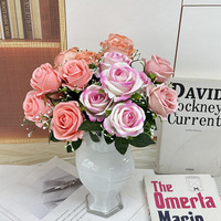 Fleurs artificielles OBM OEM ODM Roses Perles et Gypsophile pour Mariage, Saint-Valentin, Mur floral de roses, Composition florale, Décoration de chemin