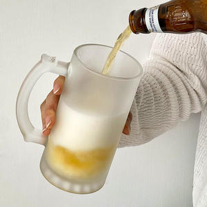 كوب بيرة زجاجي مطفي للطباعة بالتسامي سعة 16 أونصة، كوب إبداعي بمقبض على شكل تنين، جدار سميك، أكواب شفافة للبيرة والنبيذ والويسكي مع مقبض - Product Image 3