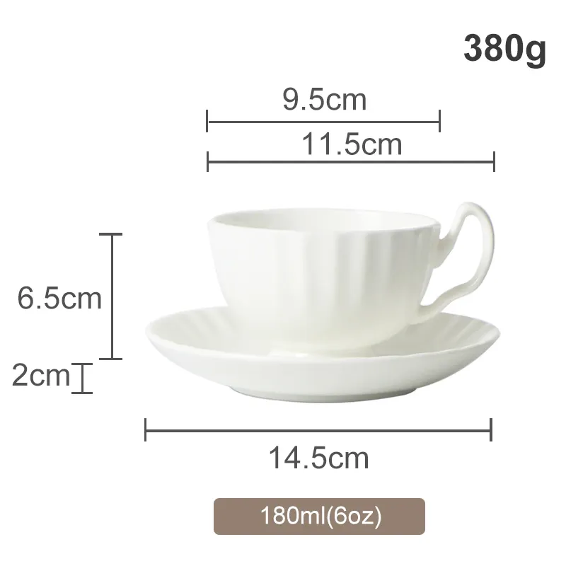 Factory Custom Printing/Logo Bone China Tea Cup and Saucer Set Ceramic Coffee Cup Cappuccino White Cups Custom Packaging Box