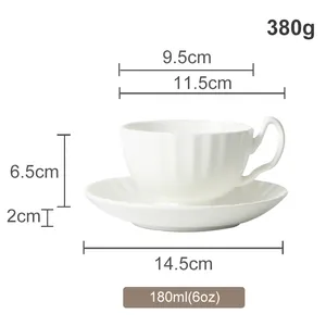 Factory Custom Printing/Logo Bone China Tea Cup And Saucer Set Ceramic Coffee Cup Cappuccino White Cups Custom Packaging Box