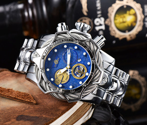 Montre Homme INVIC à Cadran Large, Bracelet en Acier Inoxydable, Sportive et Étanche, Style Clown, Vente Chaude Transfrontalière Europe-Amérique - Product Image 5