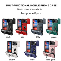 Étui de téléphone hybride avec porte-cartes et béquille pour iPhone 17 Pro, protection de l'objectif de l'appareil photo, compatible iPhone 17, 16, 15, 14, 13