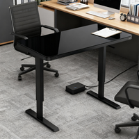 Bureau électrique réglable en hauteur de haute qualité, double moteur, avec plateau en verre, panneau tactile et chargeur sans fil