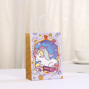 Suvenir pesta dinosaurus berwarna-warni bunga putri duyung Goodie Kraft permen kosmetik kertas belanja tas hadiah untuk pesta ulang tahun anak-anak