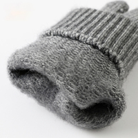 Gants en tricot acrylique doux en gros pour homme, épais, chauds, à doigts complets, extensibles et côtelés, pour sports décontractés en extérieur et hiver