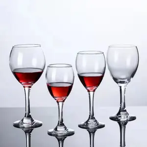 170ml-380ml Großhandel Benutzer definiertes Logo Hochwertiger eleganter Becher Klarer bleifreier Glaswaren Langs tiel Glas becher Rotwein glas