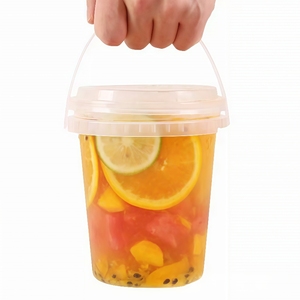 Disposable PP Clear Party Mick Tea <strong>Bucket</strong> 500ml 700ml 1000ml Plastic Cup <strong>with</strong> <strong>Handle</strong> and <strong>Lid</strong> for Juice - Product Image 6