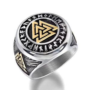 Nhẫn thép không gỉ họa tiết hình học tam giác phong cách Viking Bắc Âu Hip Hop chất lượng cao dành tặng nam giới - Product Image 2