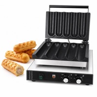 Machine à gaufres commerciale JTS-5H à 5 bâtonnets, électrique, antiadhésive, multifonctionnelle, 2000W, pour bar à snacks