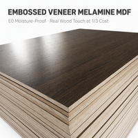 Panneau MDF mélaminé texturé en placage de bois gaufré synchrone, résistant à l'humidité, sans formaldéhyde E0, pour armoire moderne
