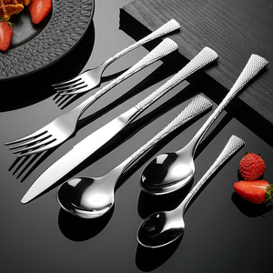 A54 Double-Sided Fishtail Pattern 304 Stainless Steel Knife <b>Fork</b> Spoon Set Durable European Style Tableware For Hotels - Product Image 2