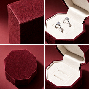Zebopak Burgundy Octagon Engagement <b>Ring</b> <b>Box</b> with Suede Insert Christmas Holiday Jewellery Gift Collection Manufacturer - Product Image 3