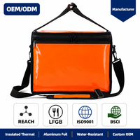 Sac isotherme imperméable orange, taille moyenne, poche avant, bandoulière, doublure en aluminium, carton rigide, sac de livraison de nourriture