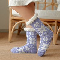 Chaussettes-pantoufles personnalisées en sherpa chaudes et douillettes à motif de dessin animé pour Noël, chaussettes épaisses doublées de polaire sherpa, chaussettes sherpa personnalisées