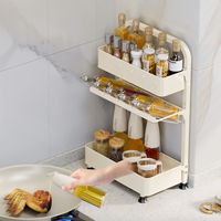 Étagère de rangement pliable en métal multi-niveaux pour épices de cuisine, étroite, amovible, sur pied, pour huile, sel, sauces, vinaigre et assaisonnements