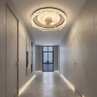 Lámpara de techo interior de bajo consumo de la fábrica de Zhongshan con ventilador silencioso, borde cristalino ondulado, iluminación LED para dormitorio de lujo