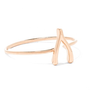 Gemnel Messing Großhandel Geschenk Party 18k Vergoldet Rhodiniert Geometrischer Minimalistischer Wishbone Stapelring für Frauen - Product Image 4