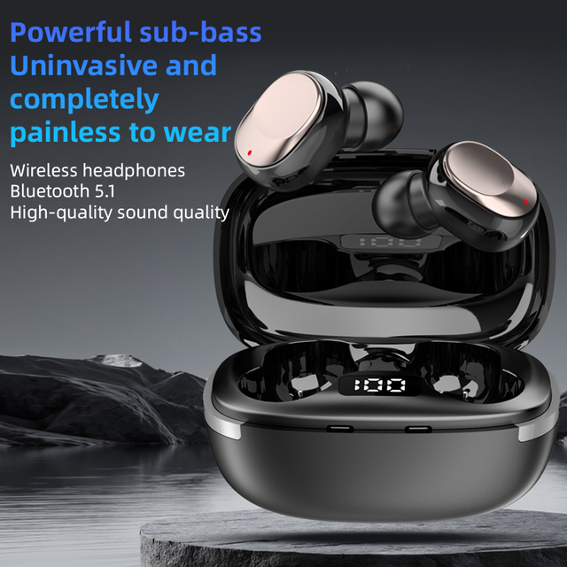 IPX4 Waterproof TWS BT5.4 Earbuds Powerful Subwoofer Bass Painless In-ear Auto Connect Single Dual Mode Headphones for Sports