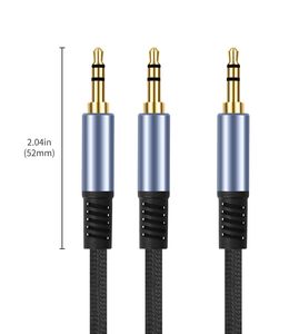 Câble répartiteur stéréo TRS 3,5 mm 1/8'' <span class=keywords><strong>avec</strong></span> gaine tressée, longueurs 1M, 2M, 3M, mâle vers double mâle, câble audio en Y pour haut-parleur - Product Image 2