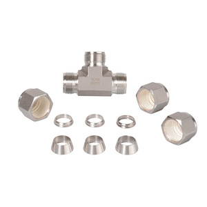 Raccord en T métrique en acier inoxydable SS316 2-50mm à double ferrule pour tuyau hydraulique, type manchon de serrage - Product Image 5