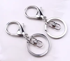 מוכן ספינה זהב כסף מסתובב לובסטר Claw אבזם Keychain עם שטוח פיצול טבעת Keyring