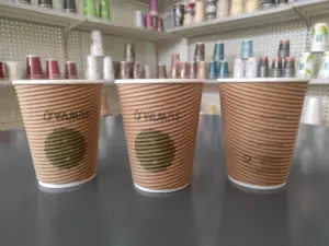 PLA oluklu kağıt bardak Costa kahve fincanları çift dalgalanma duvar tek kullanımlık kağıt bardaklar sıcak içecekler için