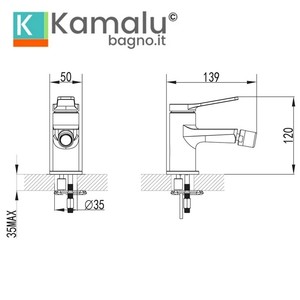 KAM-KANDA NERO KAMALU Mélangeur de bidet noir mat Design moderne avec finition en acier inoxydable pour salle de bain - Product Image 2