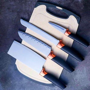 Juego de cuchillos de cocina, cuchillo de carnicero de acero inoxidable para el hogar, cuchillo para frutas, juego de regalo de cuchillos Yangjiang, mango chapado en oro, lujo ligero - Product Image 1