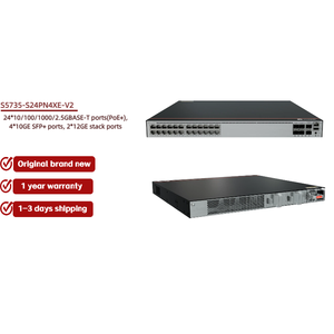 Switch Administrado Gigabit Ethernet de 24 Puertos POE +4 10G SFP+ para S5735-S24PN4XE-V2 con IP, VLAN, QoS y SNMP, en Existencia - Product Image 1