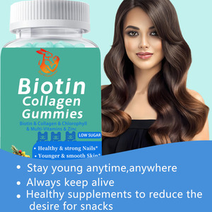 Gummies de biotine et collagène haute puissance avec chlorophylle et zinc : Améliorent l'hydratation de la peau et aident à réduire les ridules - Product Image 4
