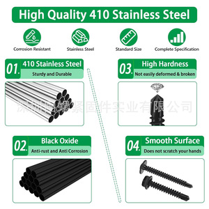 410 Stainless Steel Self Tapping Screws Assortment 325pcs Hex Washer Head Black Oxide Phillips Drive Metal Fasteners - Product Image 2