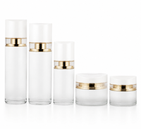 Ensemble d'emballages de luxe pour soins de la peau en or blanc – Flacons de lotion 40ml, 100ml, 120ml et pots de crème 30g, 50g pour toniques, sérums et hydratants
