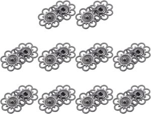 Uxcell Sets Hollow Flower Snap Buttons Mm <b>Press</b> Buttons Snap Fasteners Rings Buckle for Clothes DIY Crafts Dark Grey - Product Image 1