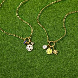 สร้อยคอจี้สแตนเลสพร้อมจี้รูปดาวฟุตบอลและลูกเทนนิส ของขวัญสำหรับผู้หญิง - Product Image 2