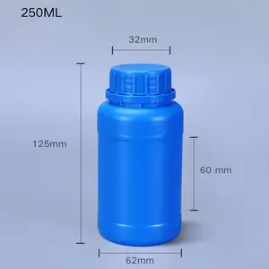 Bouteille ronde en plastique HDPE, récipient à Air étanche pour produits chimiques, de haute qualité, 250ml, 10 pièces