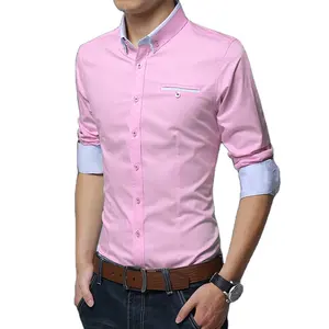 Mannen Casual Standaard Fit Basic Jurk Shirts Goede Kwaliteit Solid Formele Sociale Lange Mouw Easy Care Shirt Kantoor