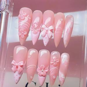 <span class=keywords><strong>Uñas</strong></span> Postizas Largas y Afiladas Estilo Y2K Hechas a Mano <span class=keywords><strong>con</strong></span> Brillantina y Diamantes de Imitación, Diseño Reutilizable, <span class=keywords><strong>Uñas</strong></span> a Presión - Product Image 4