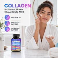 Capsules de collagène multi-complexes halal OEM 14 en 1 avec biotine, acide hyaluronique, vitamine C, complément alimentaire pour la peau, capsules de collagène pour femmes