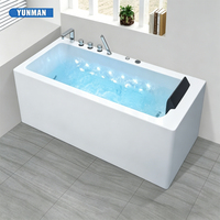 Baignoire Spa Jacuzzi Acrylique Portable Rectangulaire 9 Jets Design Moderne Autoportant pour Appartement Baignoire de Massage Relaxante