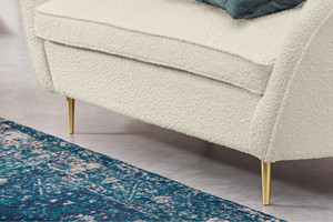 Sans Offre Spéciale <span class=keywords><strong>Causeuse</strong></span> <span class=keywords><strong>2</strong></span> <span class=keywords><strong>places</strong></span> en tissu blanc à pieds dorés Canapé de salon - Product Image 5