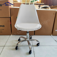 Chaise de salle à manger ergonomique moderne pivotante, hauteur réglable, dossier en plastique avec assise en PU souple, pieds en métal pour la maison, le bureau et la salle à manger