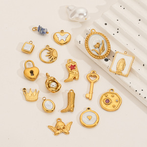 Collection Or Baroque |   Pendentifs en acier inoxydable plaqué or 18K PVD pour la fabrication de bijoux DIY |   Imperméable, Hypoallergénique - Product Image 3